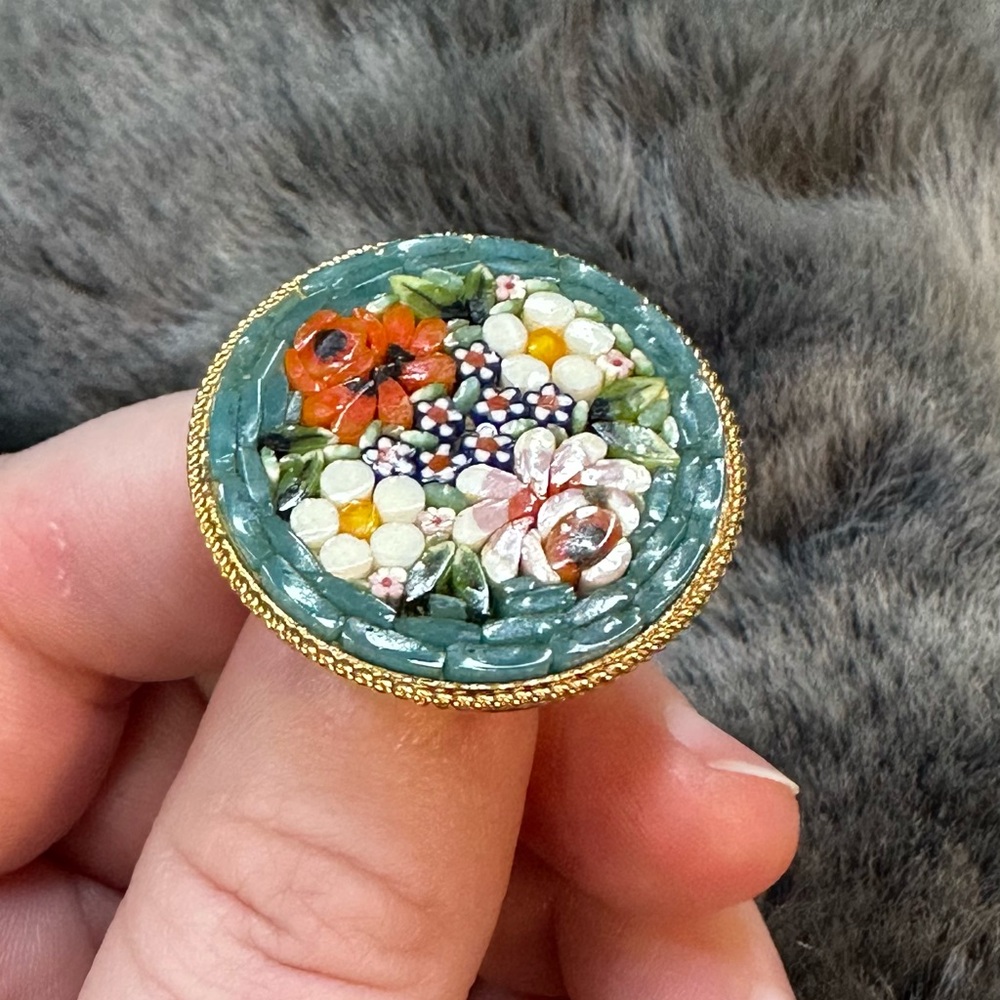 Vintage Blue Mosaic Brooch - Picture 4 of 10